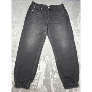 Rag & Bone Womens Large Miramar Cotton Joggers Faded Black Denim Print
